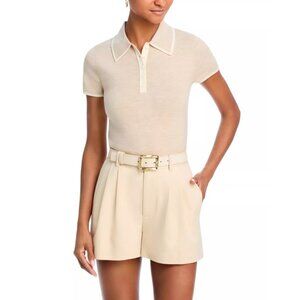 Alice and Olivia Meda Polo Sweater Oatmeal Soft XL